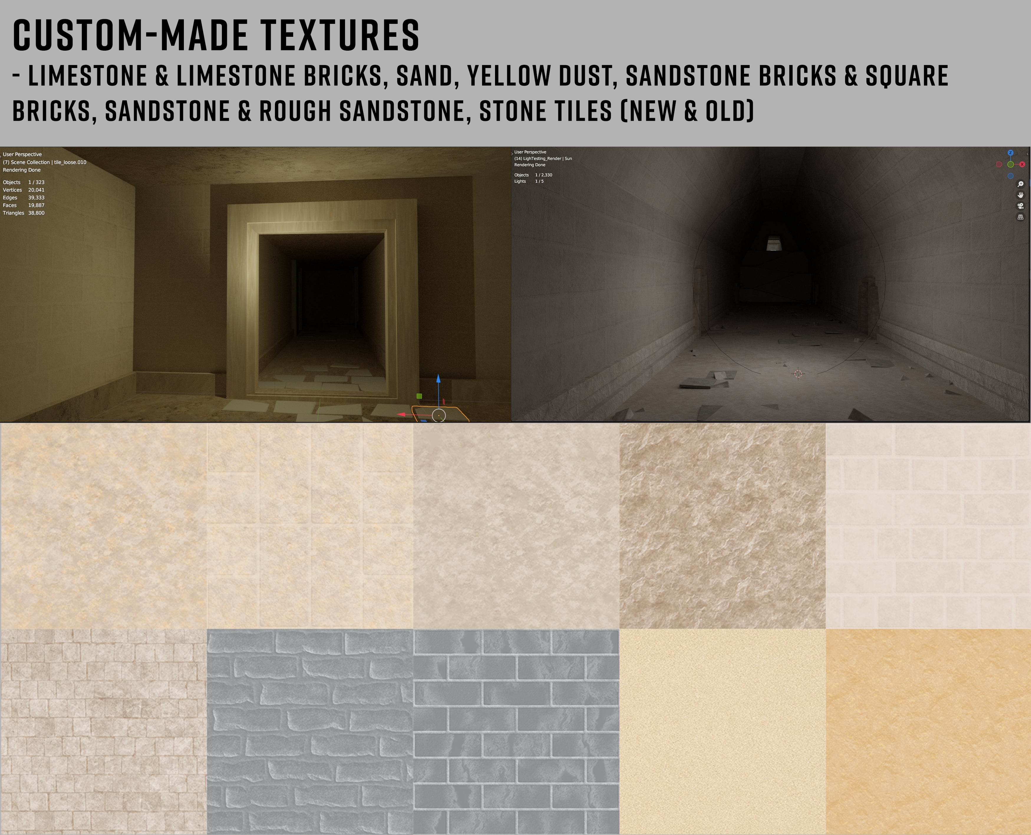 Custom-made textures for in-game models and environments